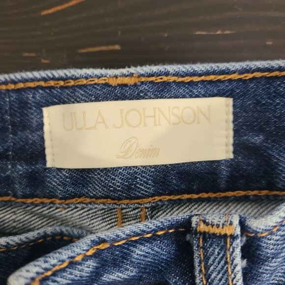 Ulla Johnson Women’s Genevieve Pintuck Wide Leg Cuff Jeans Índigo Blue Size 25 - Picture 3 of 13